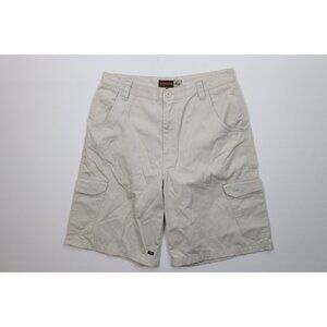 Vintage 90s Y2K Gotcha Surfing Mens 34 Spell Out Baggy Surf Cargo Shorts Beige